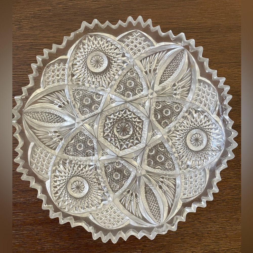 Vintage Trinket dish cut glass. 6 inches wide.